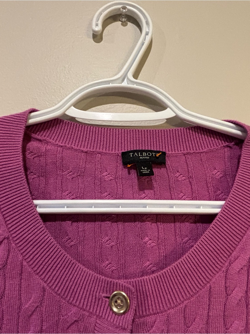 Talbots Pink Cable-Knit Button Cardigan - Picture 3 of 4